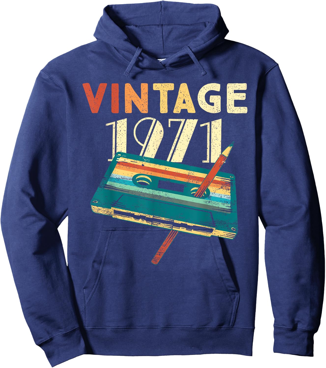 Vintage 1971 Music Cassette 54th Birthday Gifts 54 Years Old Hoodie - Hoodie | Navy