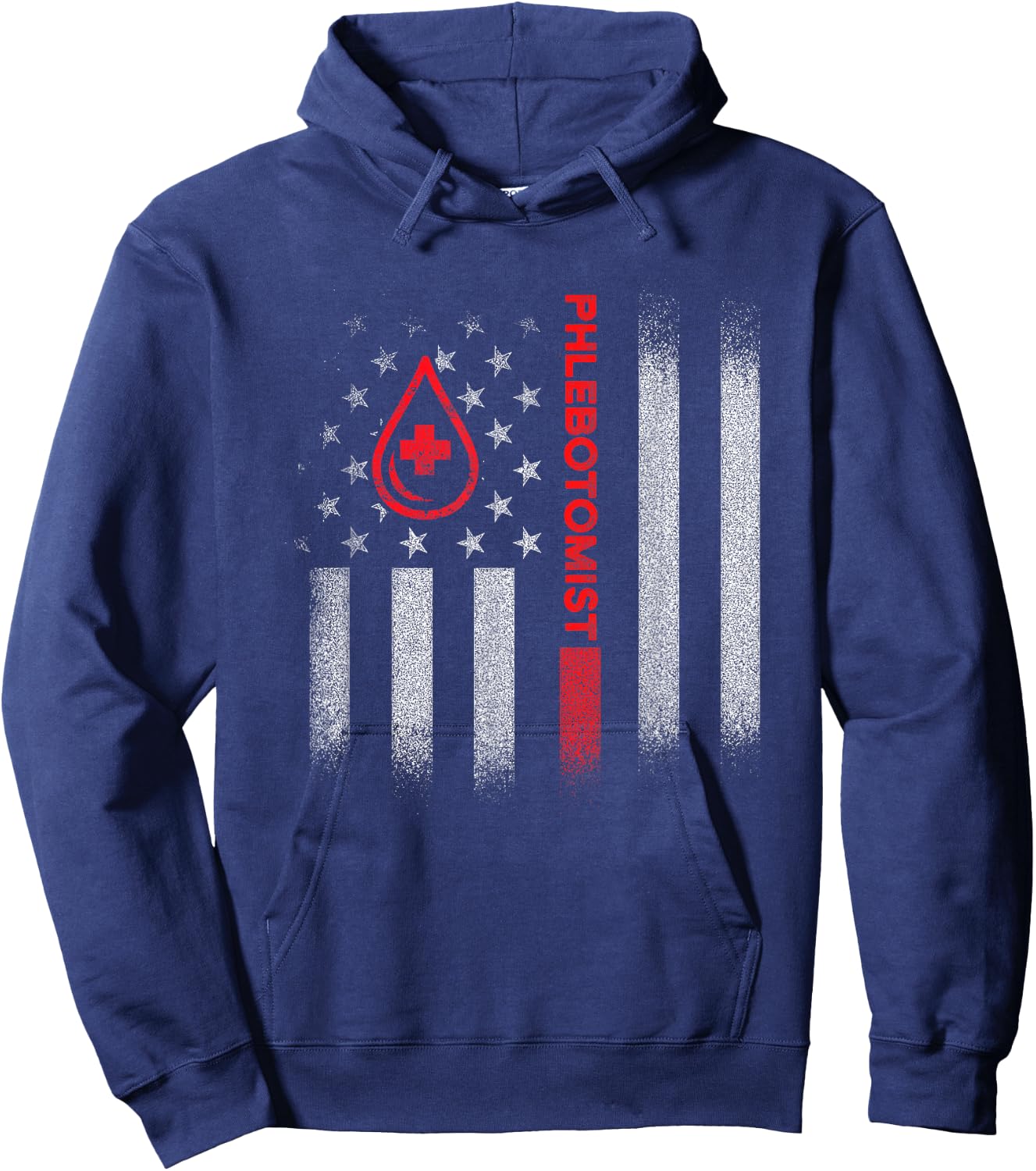 Phlebotomist US Flag Phlebotomy Technician Gifts Hoodie - Hoodie | Navy