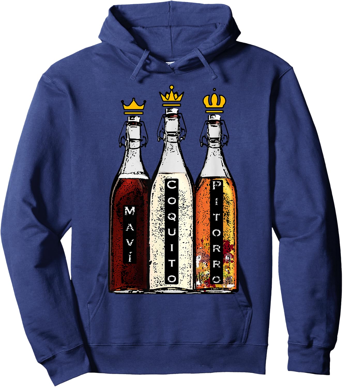 Puerto Rico Three Kings Mavi Coquito and Pitorro Boricua Hoodie - Hoodie | Navy