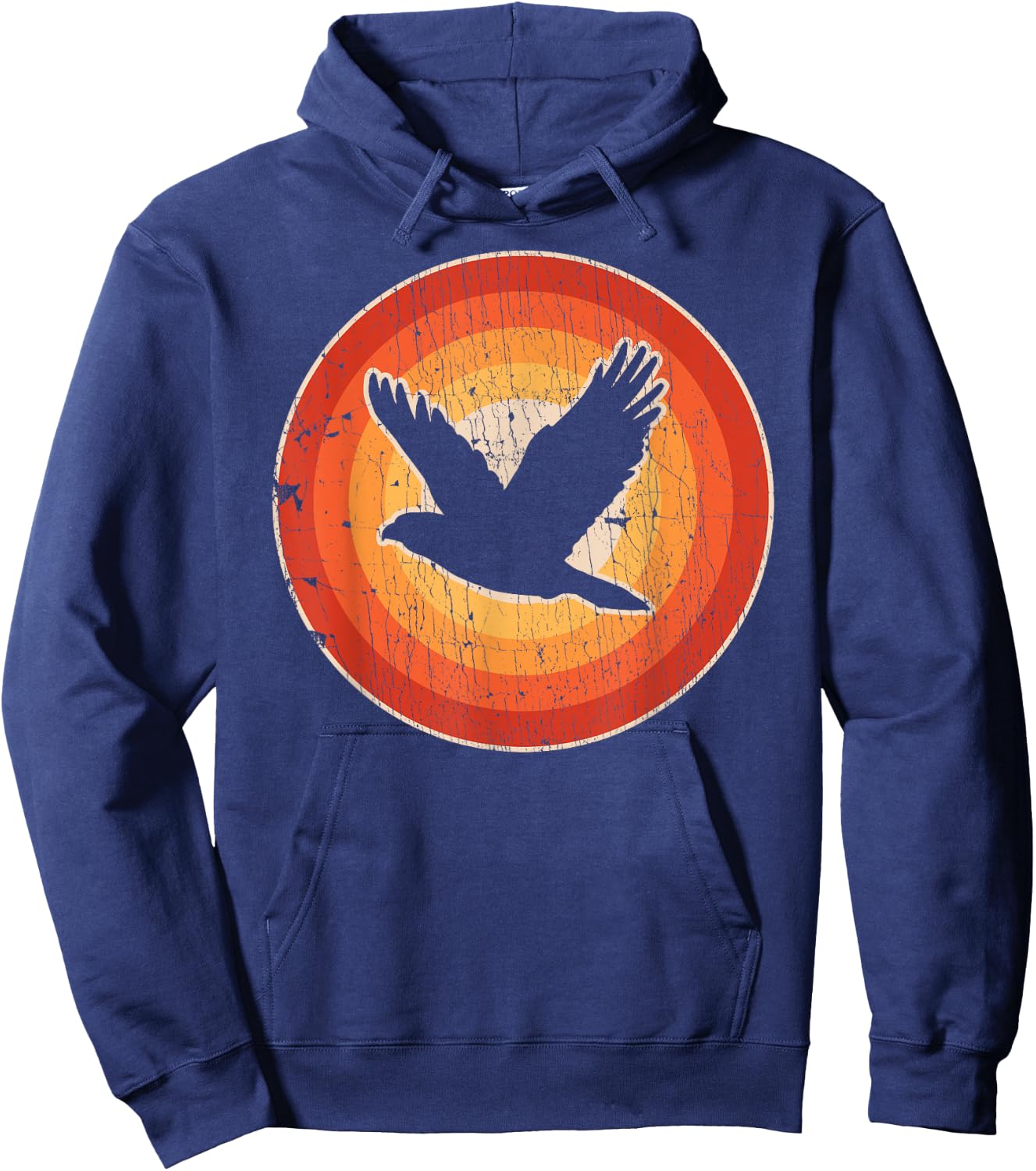 Falcon Retro Vintage 60s 70s Sunset Bird Lovers Men Women Hoodie - Hoodie | Navy