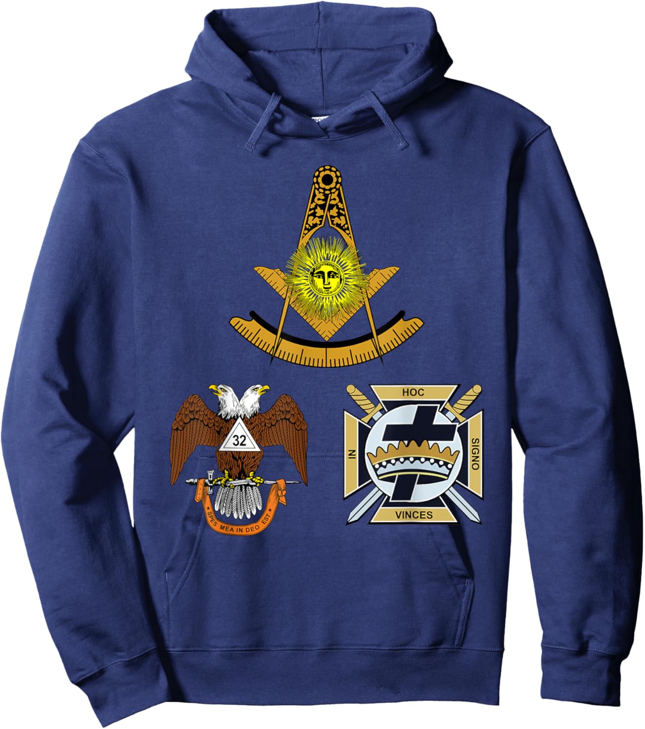 Past Master Mason 32nd Knights Templar Scottish York Rite WD Hoodie - Hoodie | Navy