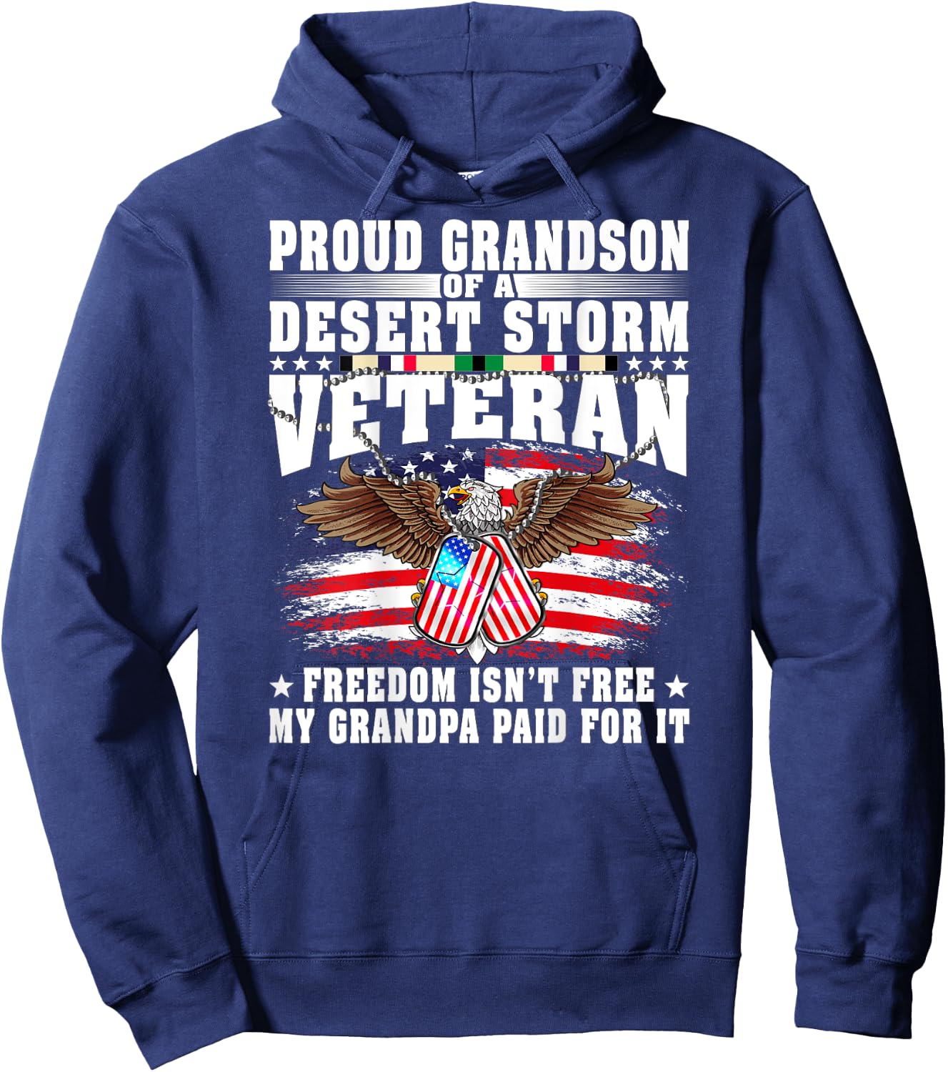 Proud Grandson Of Desert Storm Veteran Military Vet's Family Hoodie - Hoodie | Navy