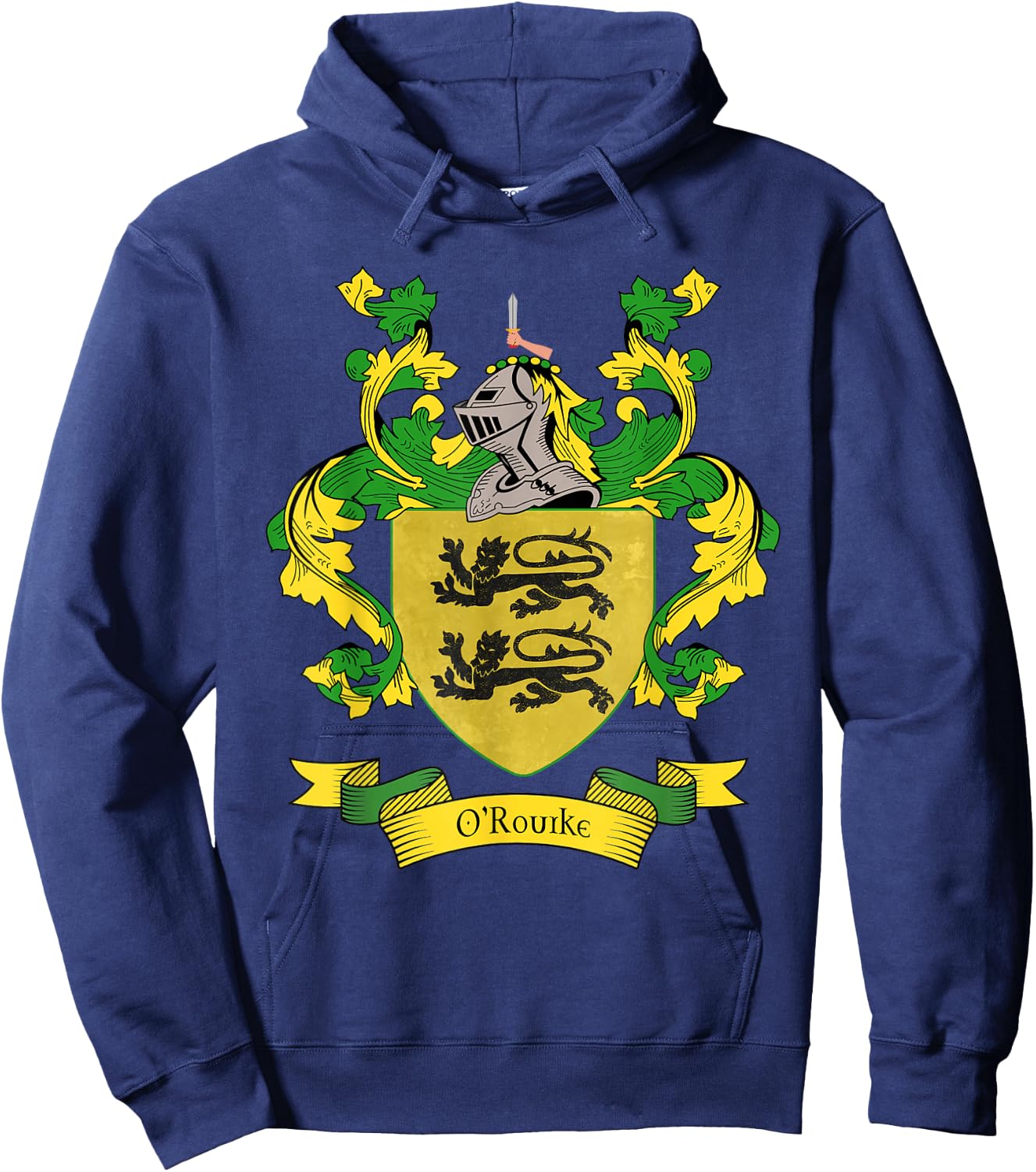 O'Rourke Coat of Arms | O'Rourke Surname Family Crest Hoodie - Hoodie | Navy