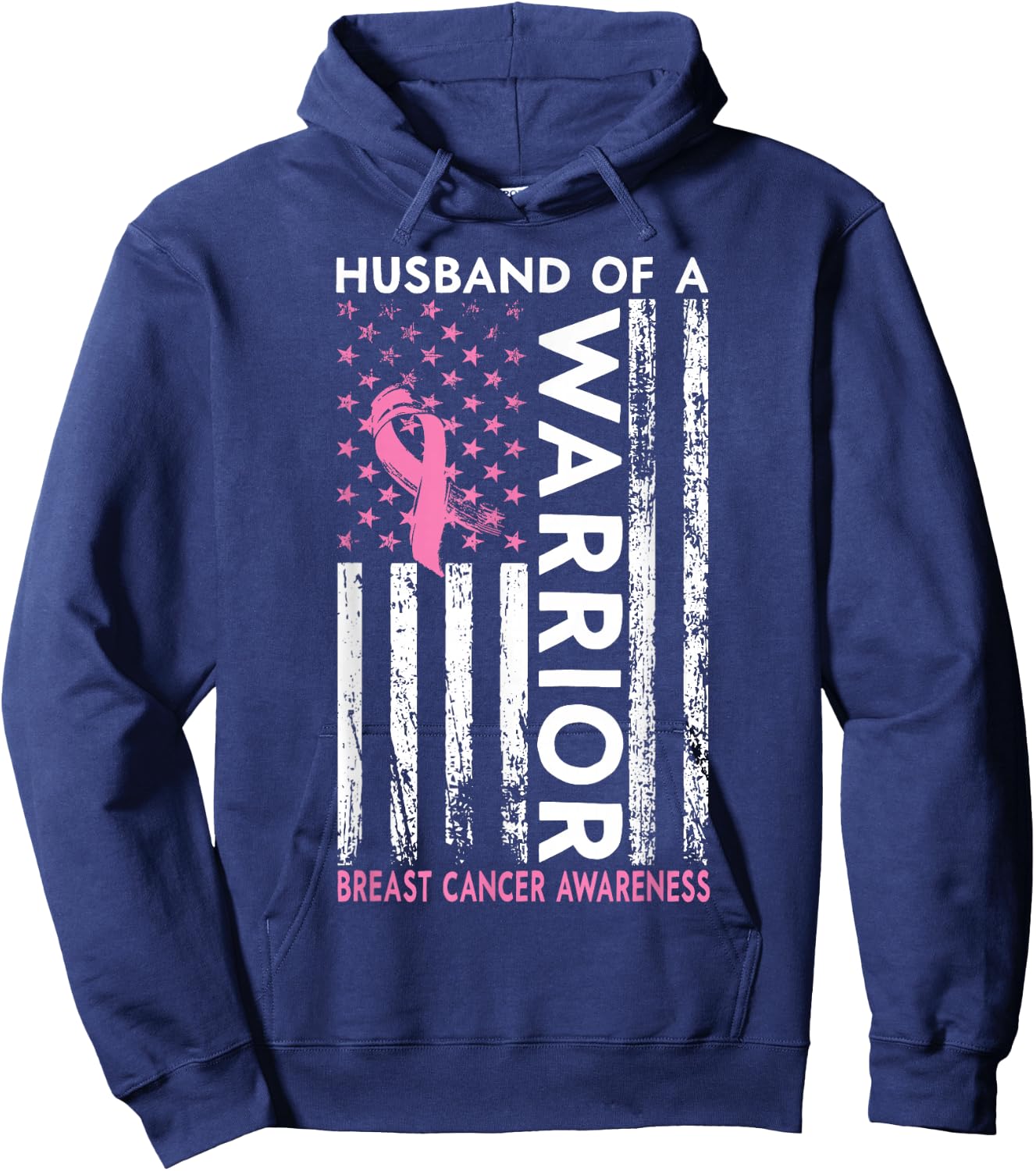 Husband Of A Warrior Breast Cancer Awareness Hoodie - Hoodie | Navy