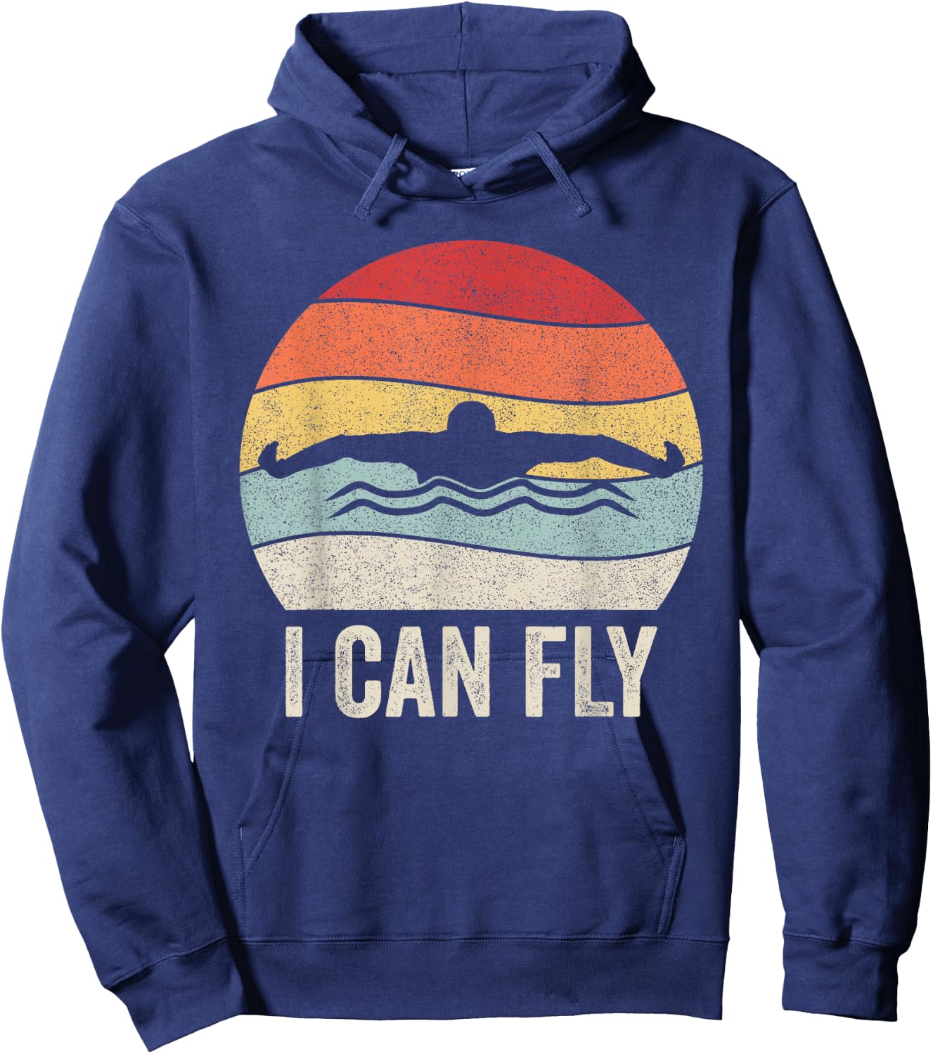 Retro I Can Fly Swimming Team Shirt Swim Coach Swimmer Gift Hoodie - Hoodie | Navy