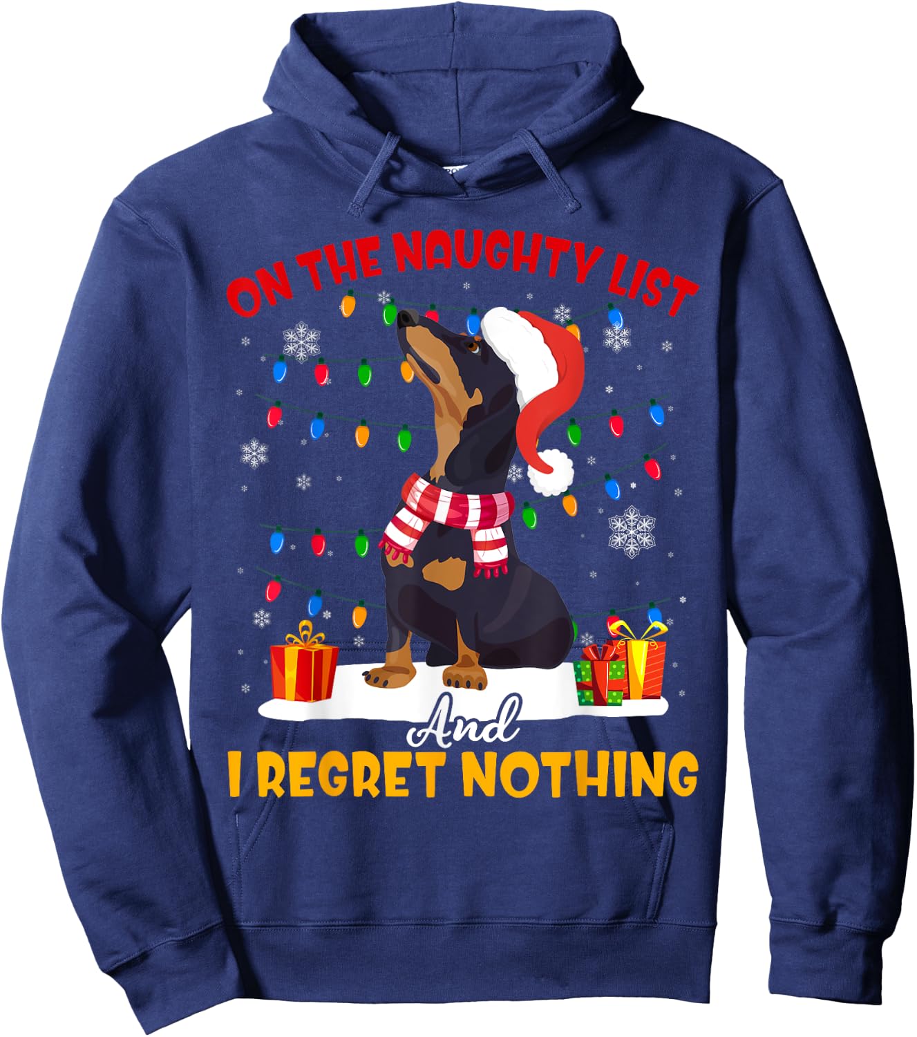 Dachshund Santa On The Naughty List Dachshund Christmas Gift Hoodie - Hoodie | Navy