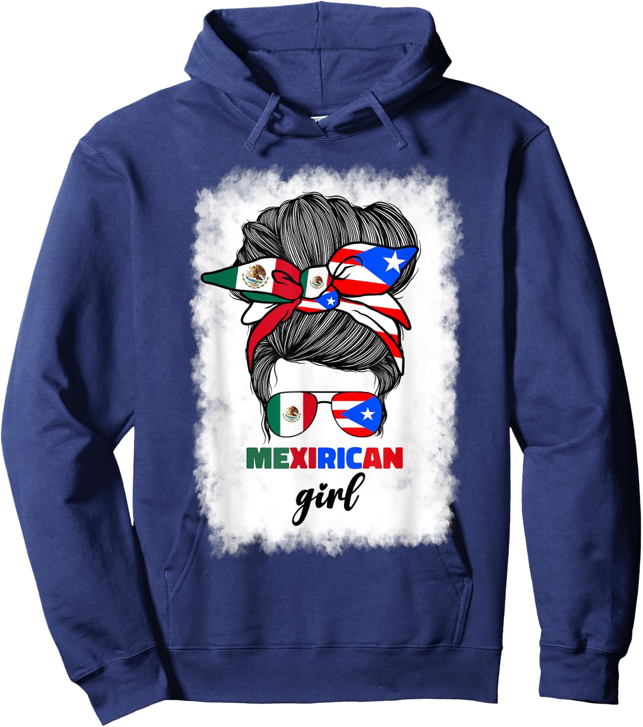 Mexirican Girl Mix Half Mexican And Puerto Rican Rico Flag Hoodie - Hoodie | Navy