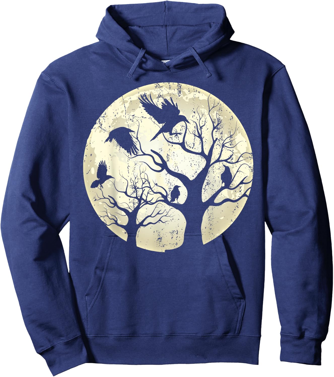 Gothic Animal Forest Bird Raven Creepy Night Moonlight Crow Hoodie - Hoodie | Navy