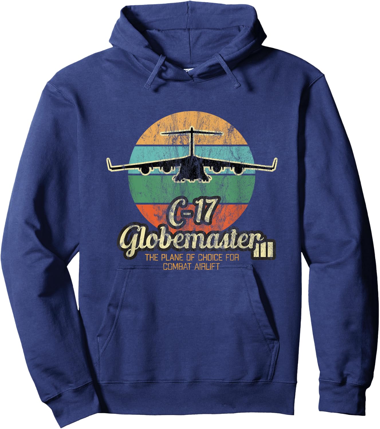 Globemaster III Vintage Sunset Combat Airlift Cargo Airplane Hoodie - Hoodie | Navy
