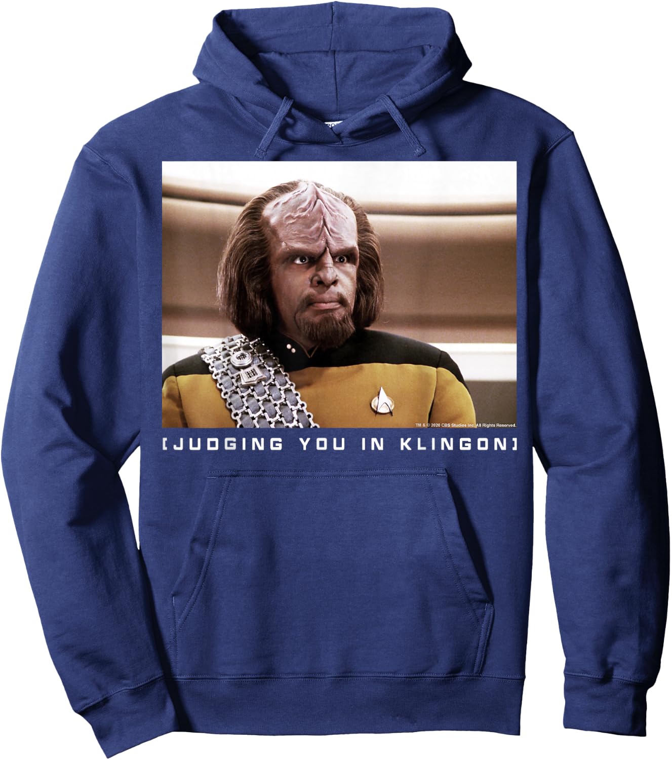 Star Trek: The Next Generation Worf Judging You in Klingon Hoodie - Hoodie | Navy