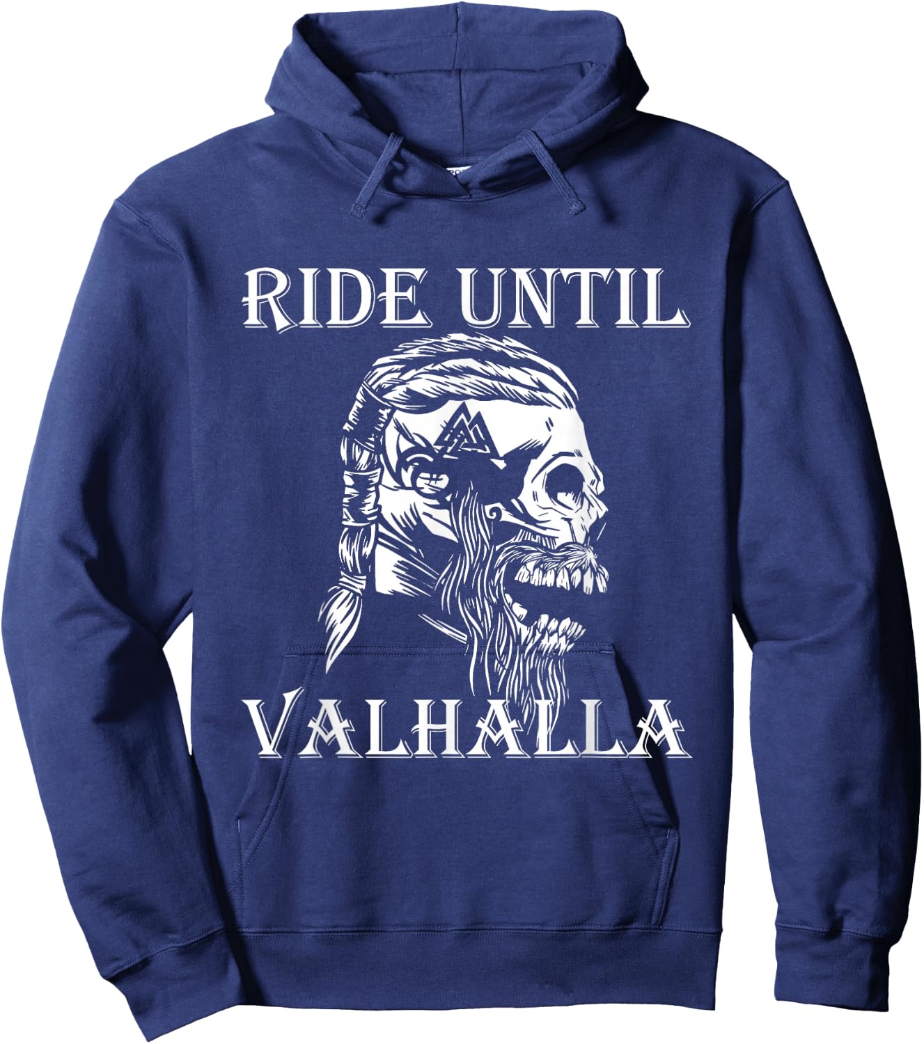Viking Ride Until Valhalla Biker Motorcyclist Gift Hoodie - Hoodie | Navy