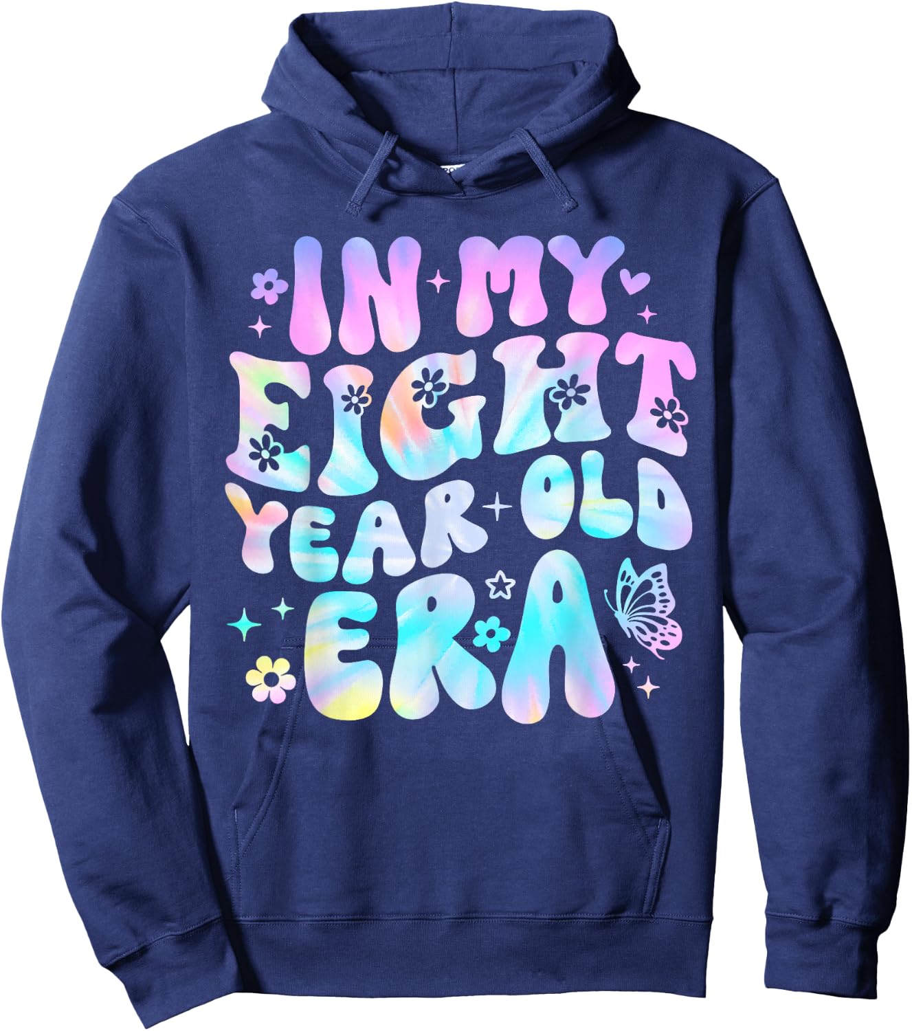 Groovy In My Eight Year Old Era Girl 8th Birthday 8 Yrs Old Hoodie - Hoodie | Navy