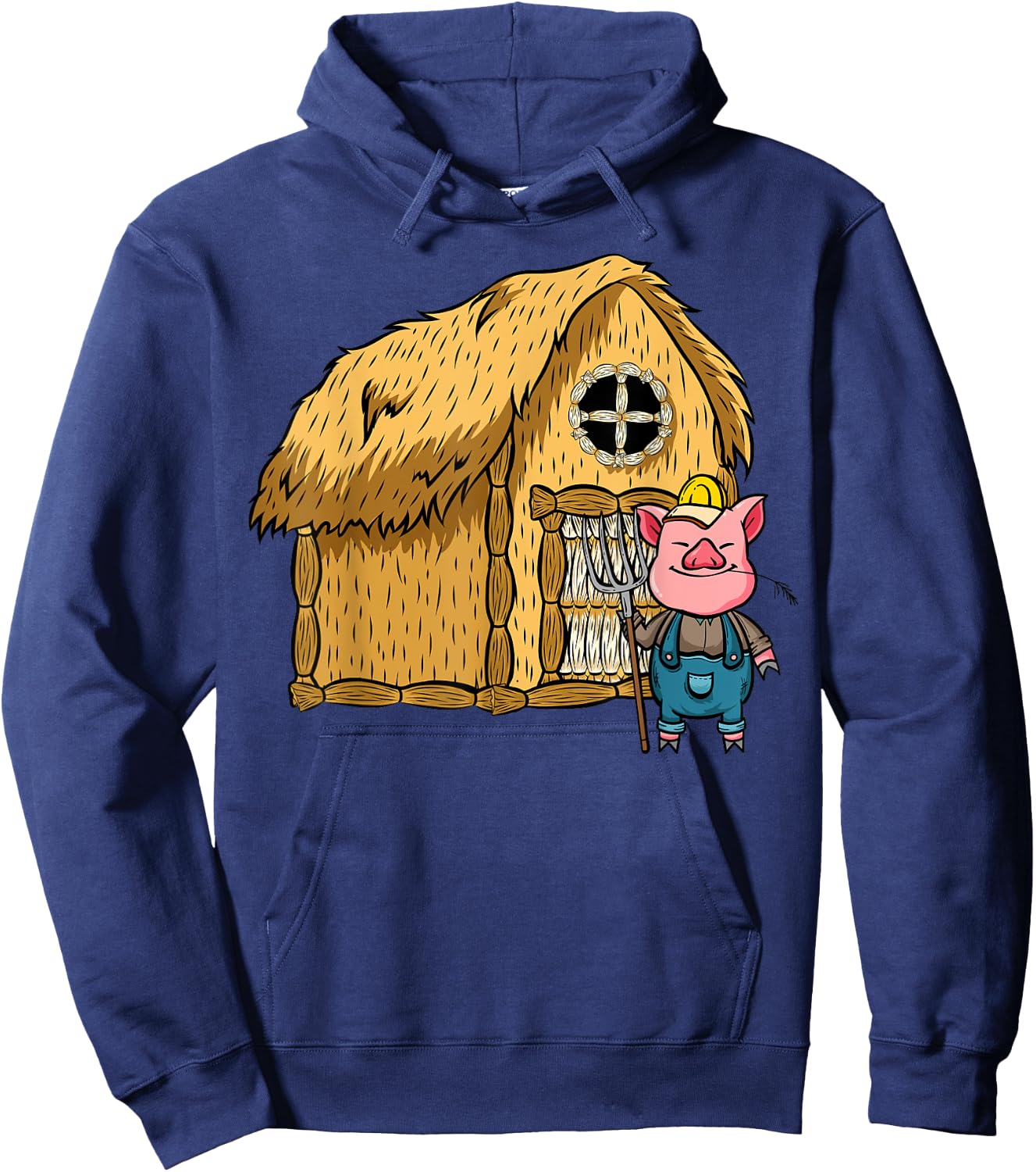 Three Pigs Lazy Halloween Costume - Straw House Hoodie - Hoodie | Navy