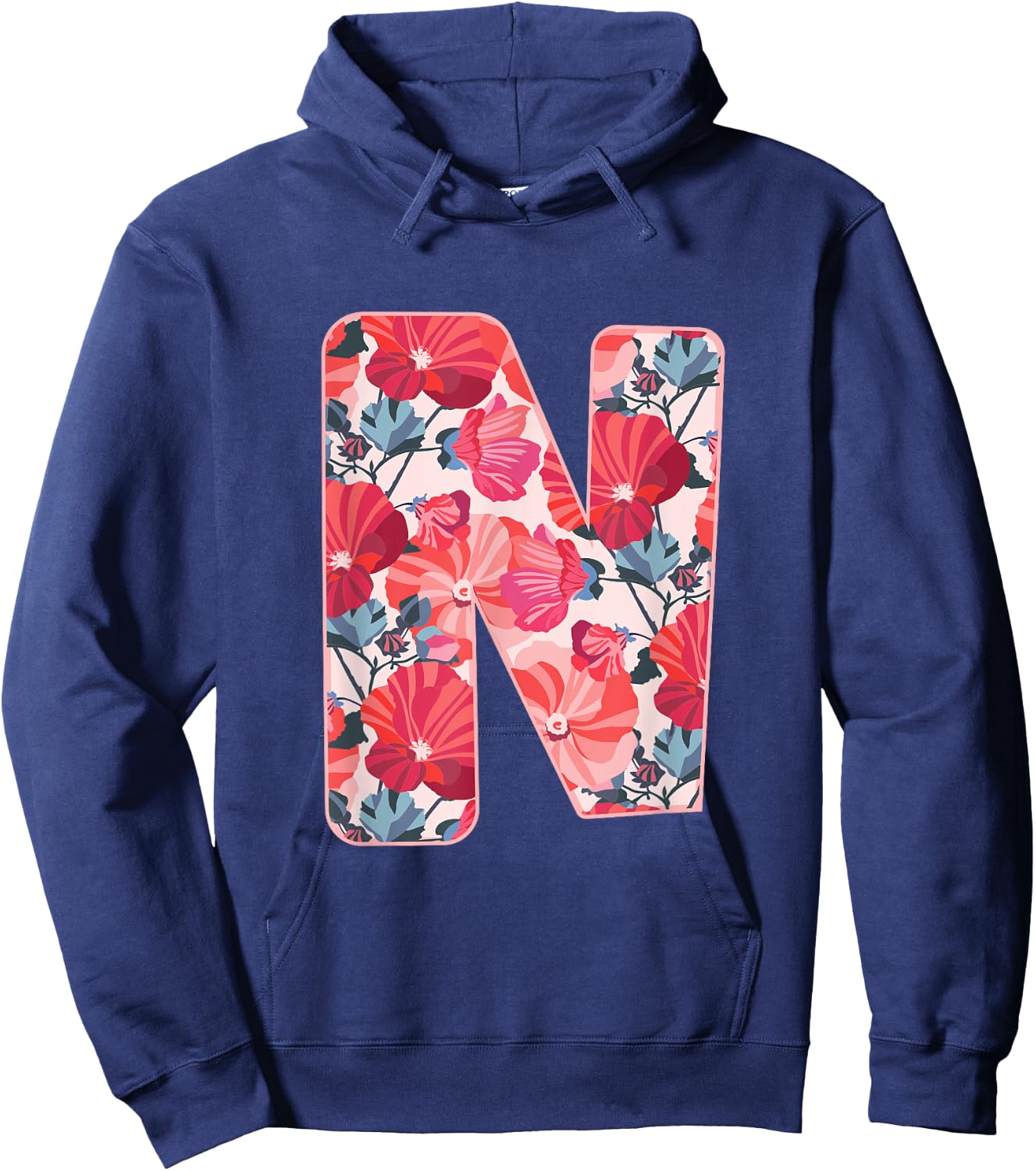 Letter N Sign Alphabet Last Name Consonants Flower Gift Hoodie - Hoodie | Navy