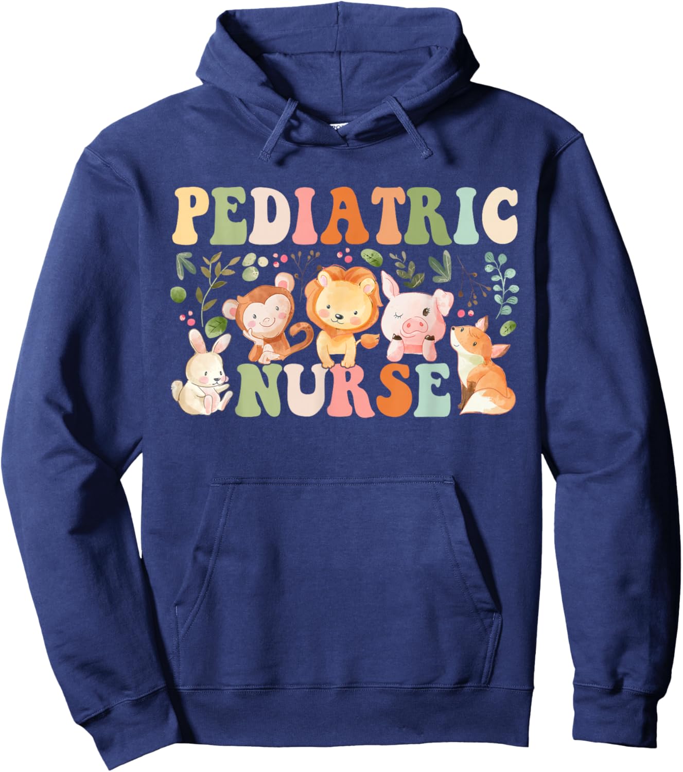 Pediatric Nurse Cute Zoo Animals PICU Registered Nurse Hoodie - Hoodie | Navy