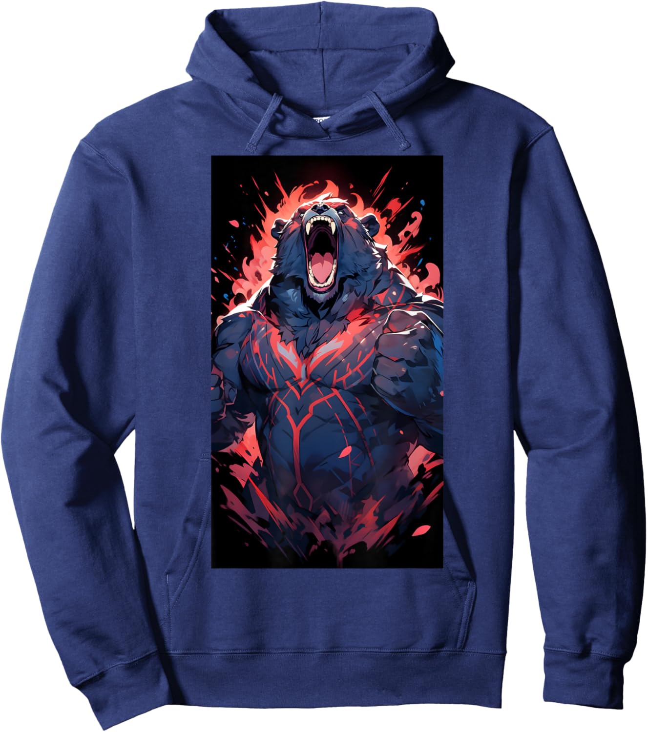 Bodybuilding Fitness Gym Bodybuilder Bear Anime Workout Hoodie - Hoodie | Navy