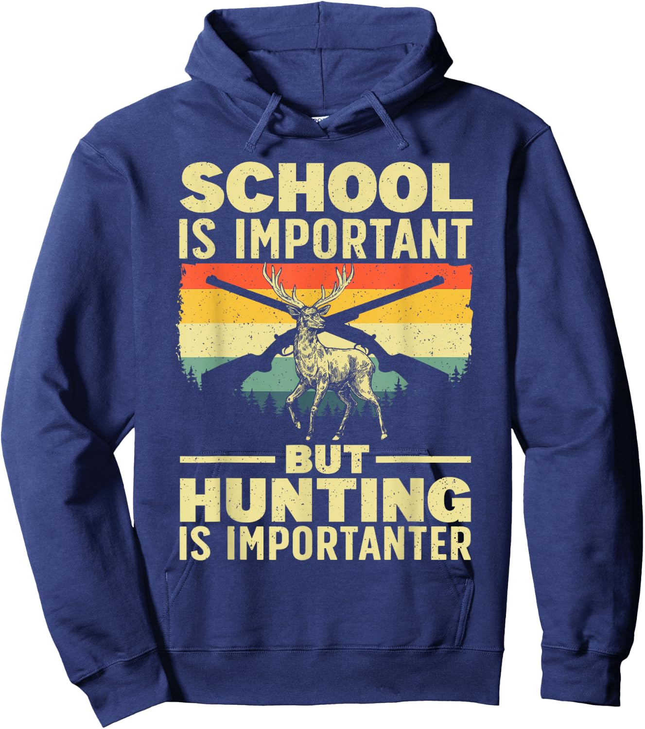 Funny Hunting Art for Boys Men Deer Hunter Wildlife Hunting Hoodie - Hoodie | Navy