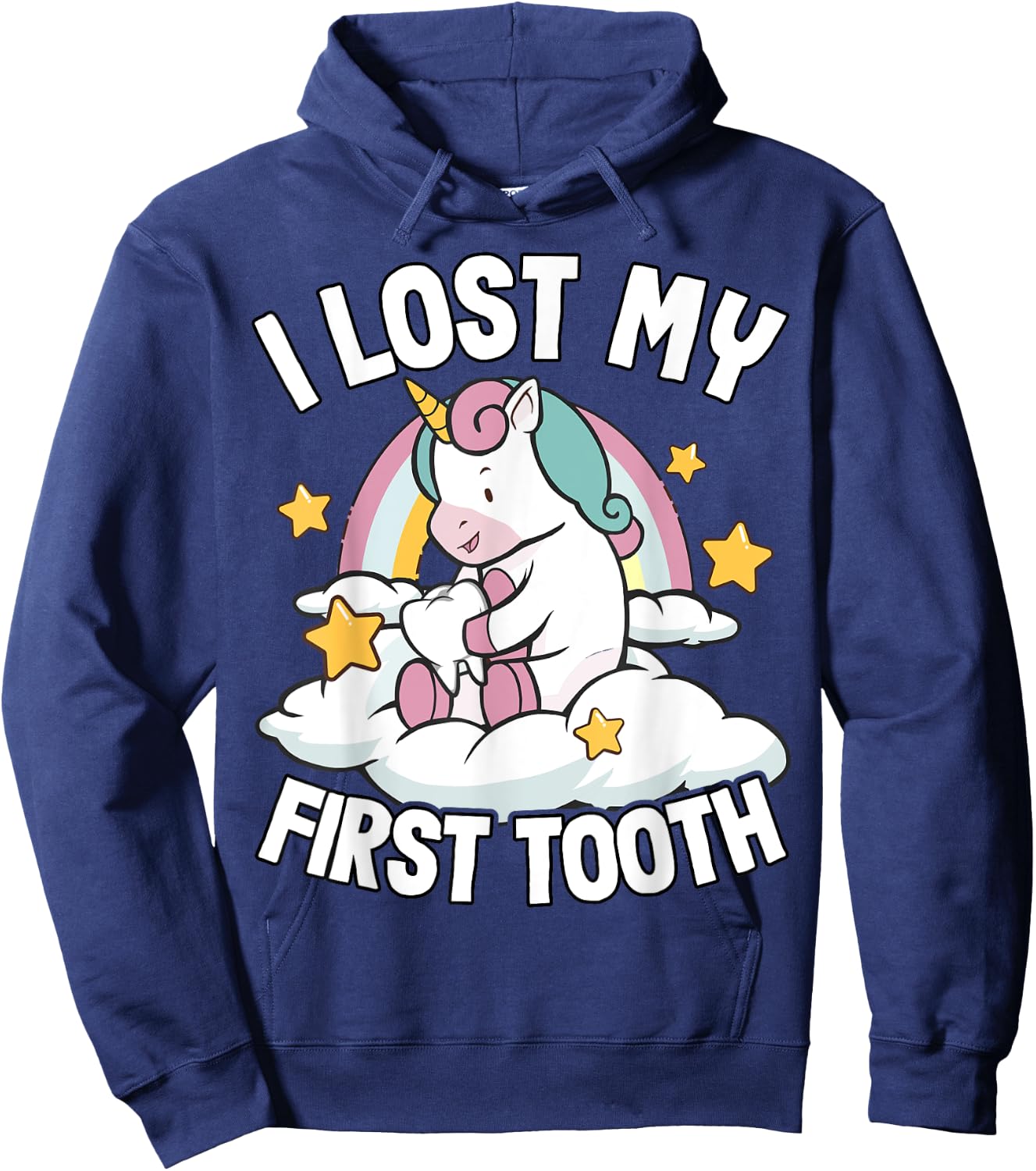 I Lost My First Tooth Girl Tooth Fairy Teeth Out Unicorn Hoodie - Hoodie | Navy