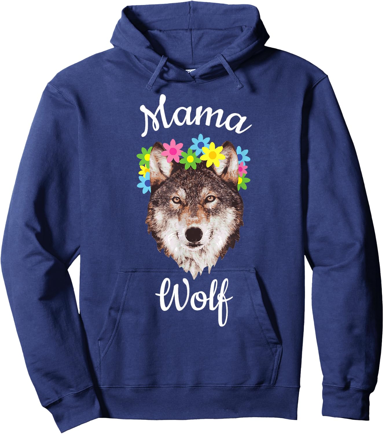 Mama Wolf Loving Flowers Wolf Pack Sweet Gift Hoodie - Hoodie | Navy
