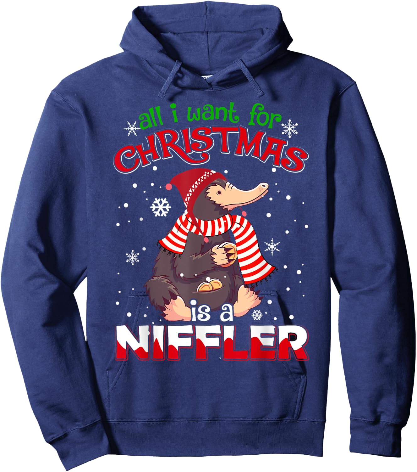 All I Want for Christmas is a Niffler Women Men Kids Xmas Hoodie - Hoodie | Navy