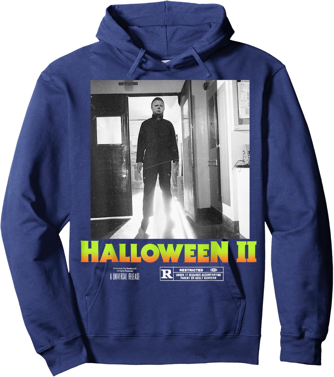 Halloween 2 Michael Myers Doorway Portrait Poster Hoodie - Hoodie | Navy