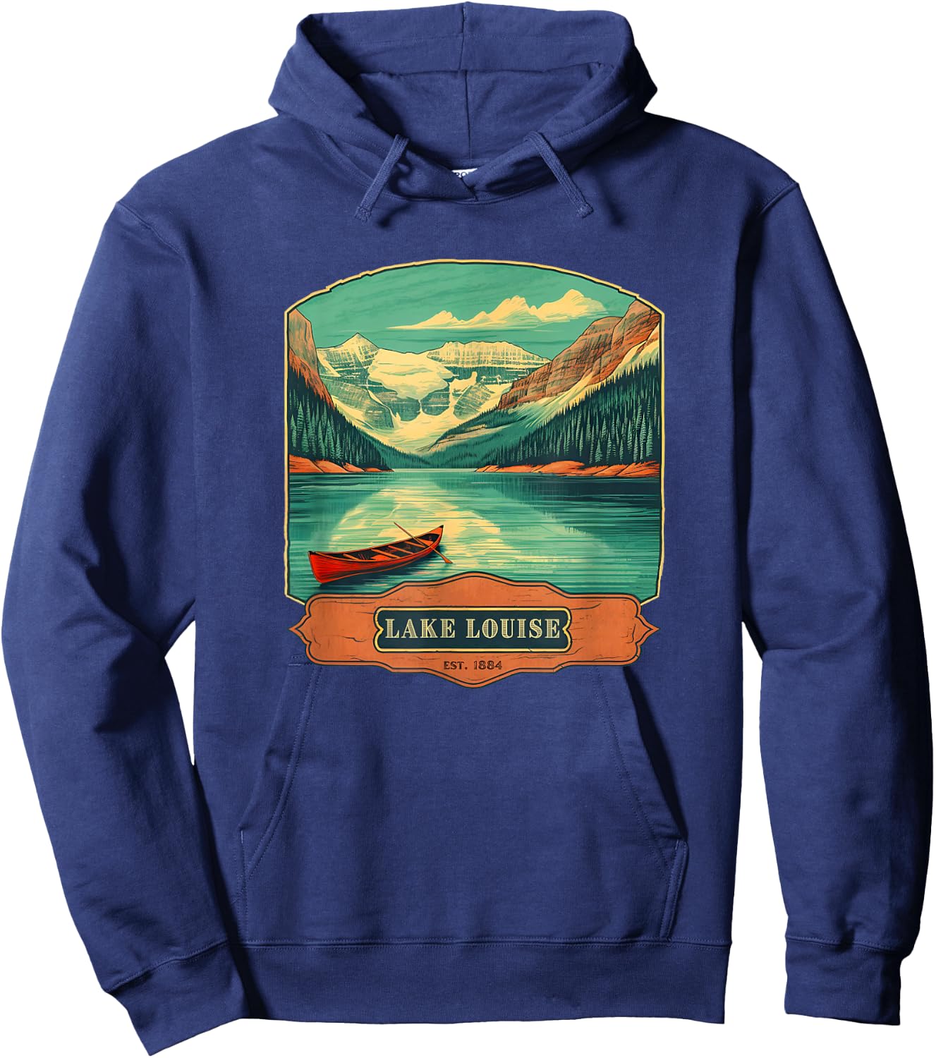 Vintage Style Lake Louise Hoodie - Hoodie | Navy