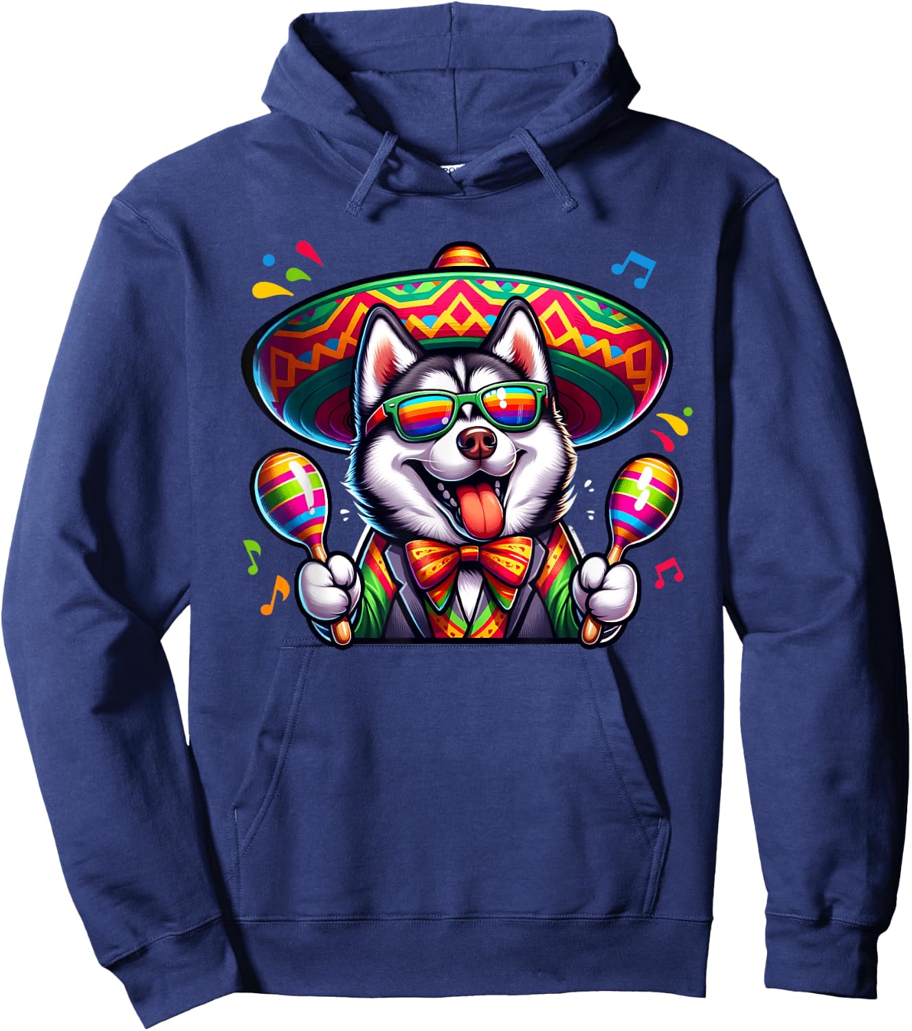 Cinco De Mayo Mexico Siberian Husky Maracas Fiesta Party Hoodie - Hoodie | Navy