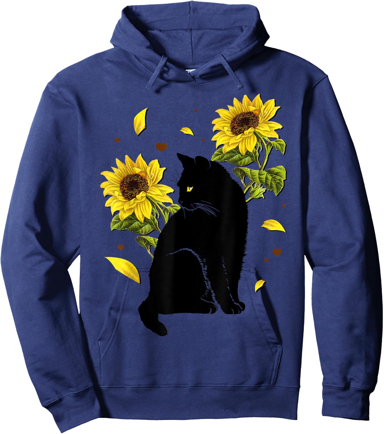 Cat Sunflower Christmas Tree Sun Flower Cat Lover Gift Men Women Kids Hoodie - Hoodie | Navy