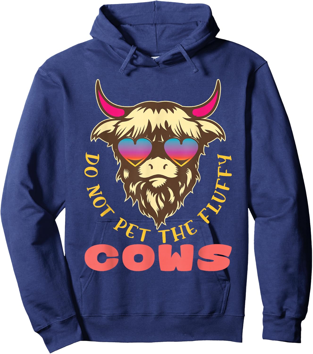 Retro Do Not Pet The Fluffy Cows Vintage Bison Buffalo Hoodie - Hoodie | Navy