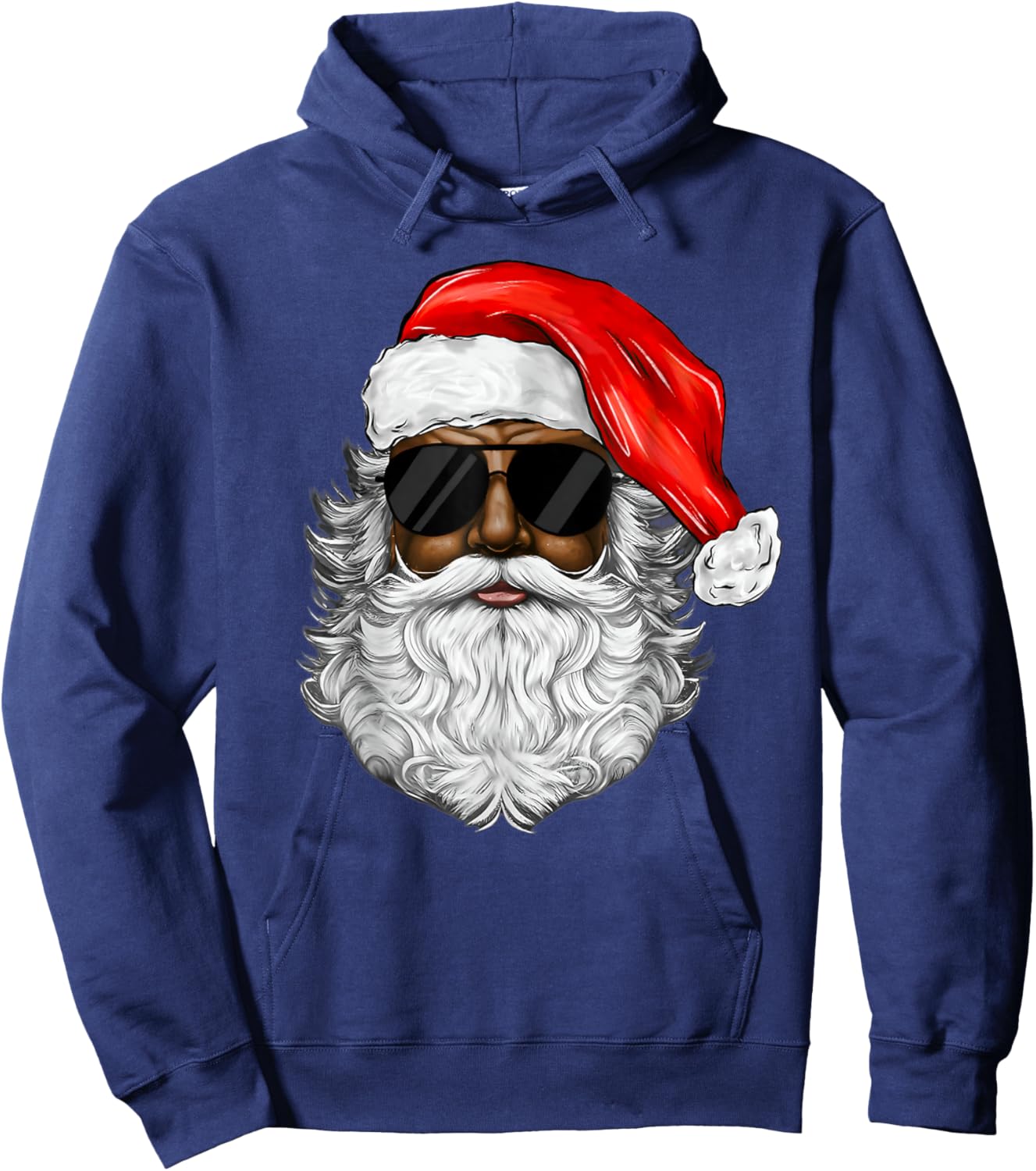 Santa Claus Black Man Christmas Xmas Family Pajamas Holiday Hoodie - Hoodie | Navy