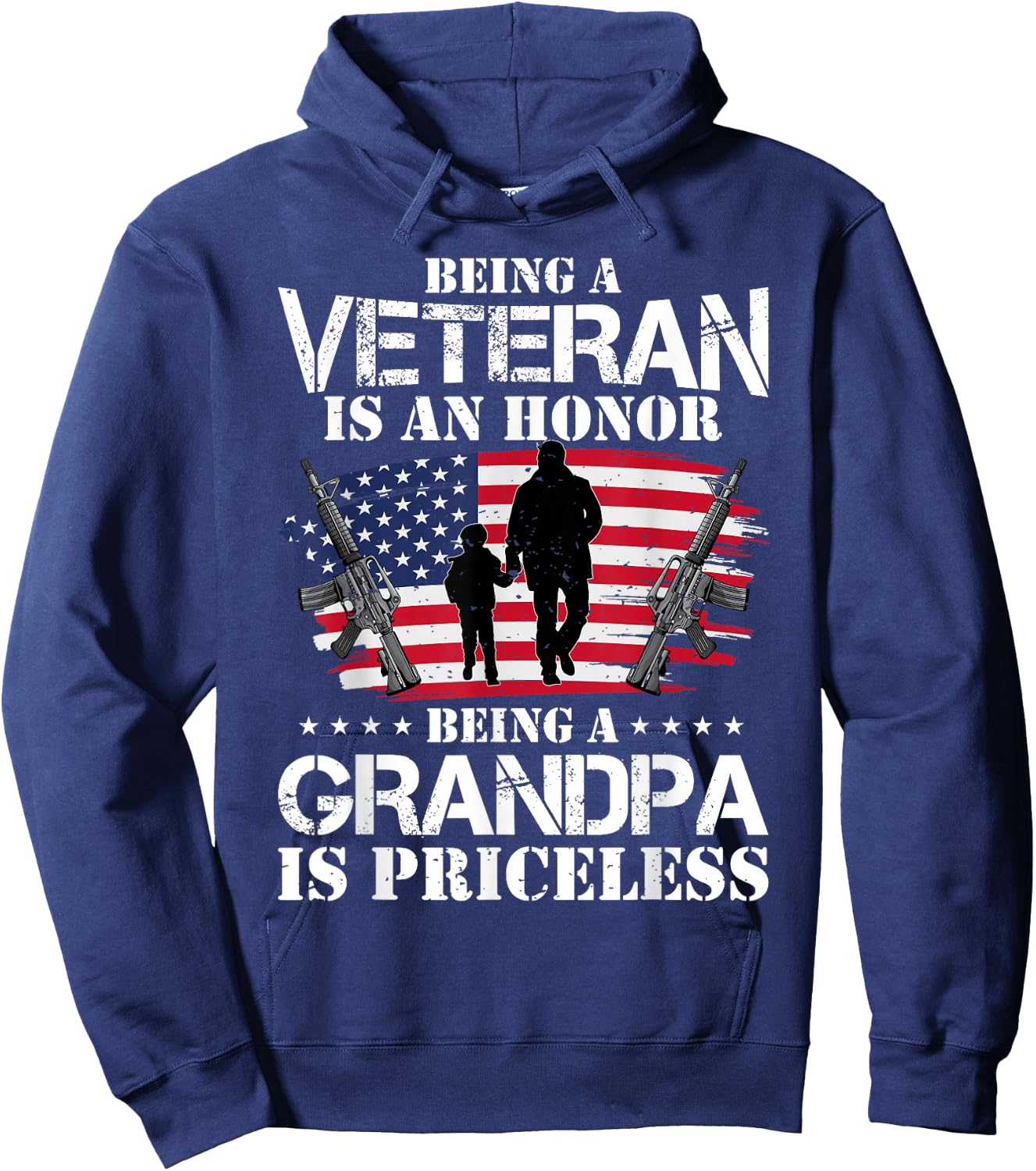 Being A Veteran Is Honor Being A Grandpa Is Priceless Hoodie - Hoodie | Navy
