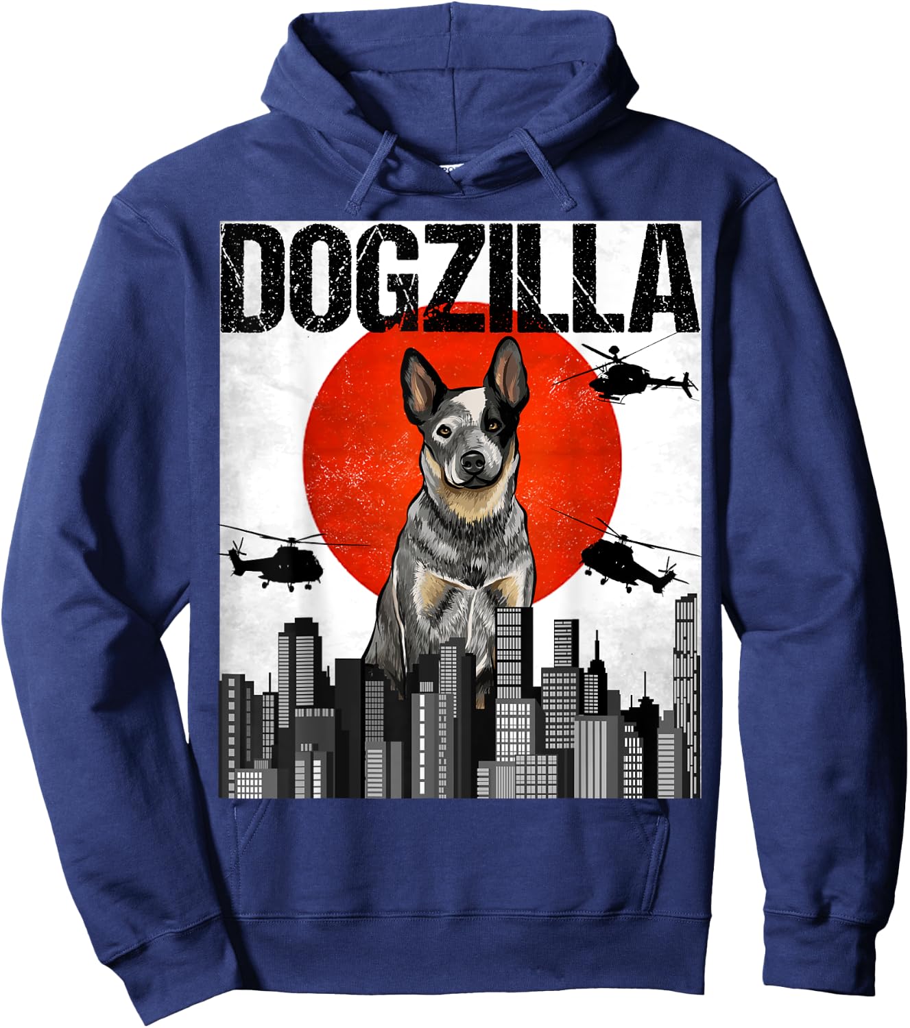 Funny Vintage Japanese Dogzilla Australian Cattle Dog Women Hoodie - Hoodie | Navy