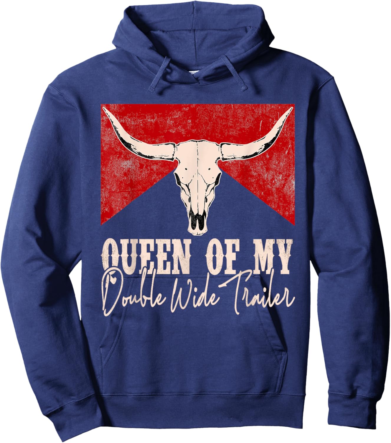 Queen Of My Double Wide Trailer Cowboy Sunset Boots Hats Hoodie - Hoodie | Navy