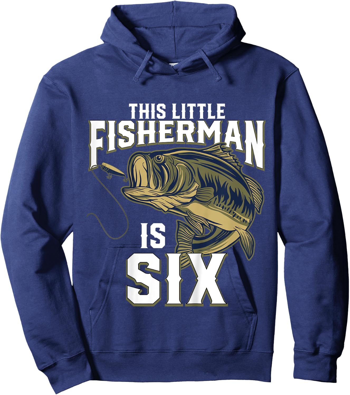 Kids 6 Year Old Fishing Birthday Party Fisherman 6th Gift Boy Hoodie - Hoodie | Navy