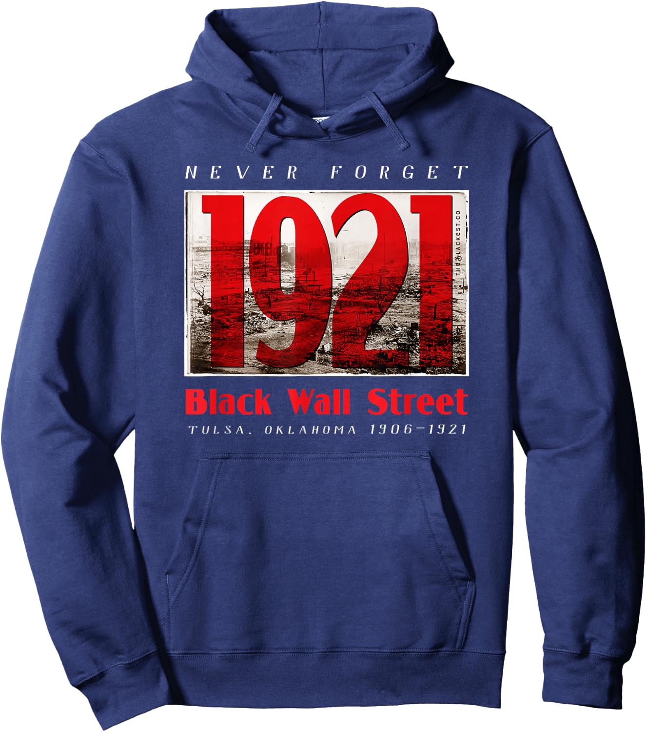 Black Wall Street 1921 Greenwood Tulsa Black History Hoodie - Hoodie | Navy