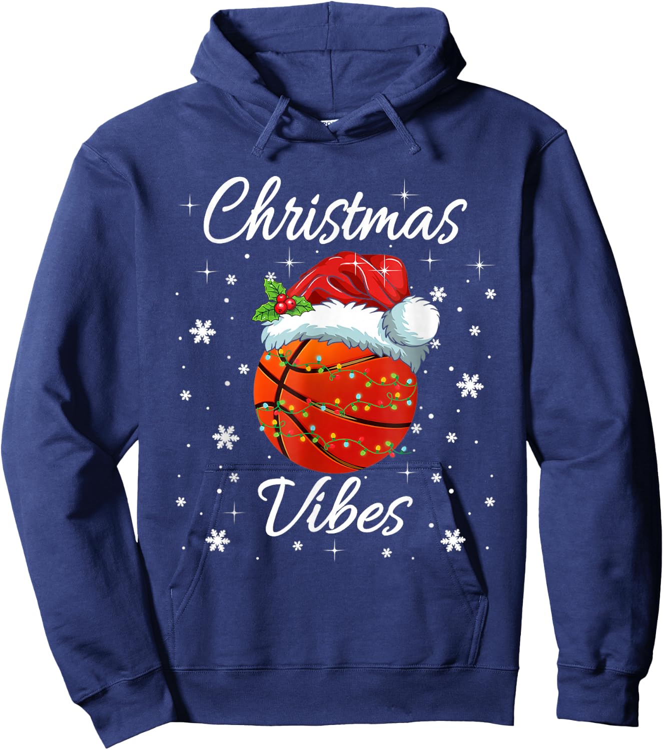 Christmas Pajama Men Women Boys Girls Santa Hat Basketball Hoodie - Hoodie | Navy