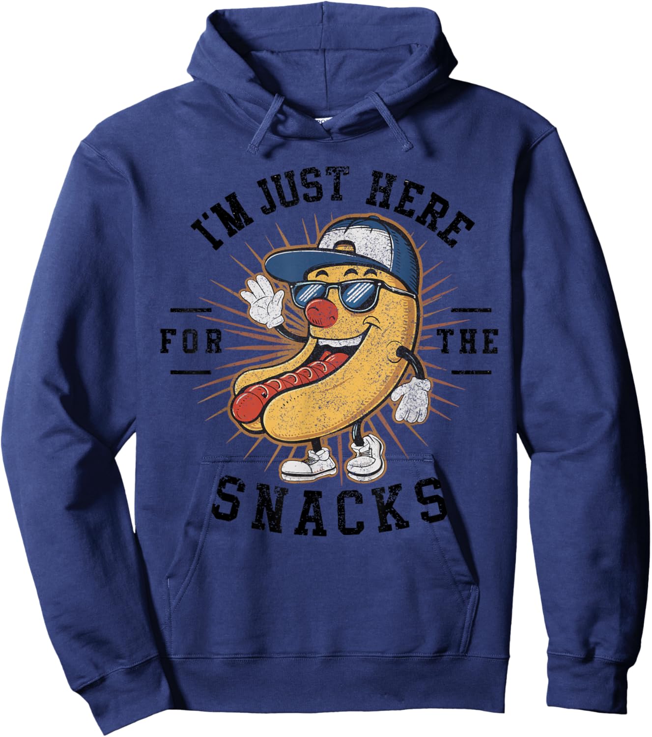 Funny I'm Just Here For The Snacks Football Hoodie - Hoodie | Navy