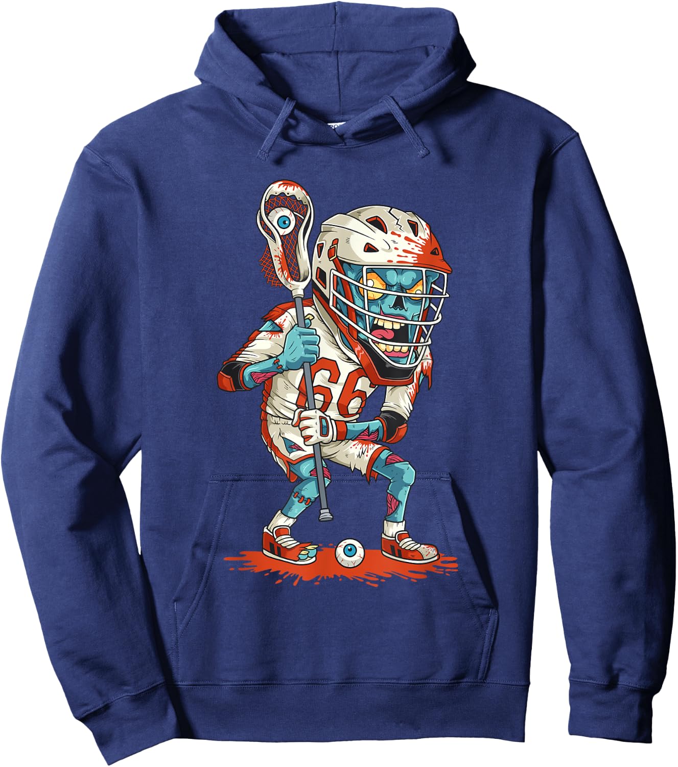 Funny Lacrosse Zombie Player Lax Lazy Halloween Costume Gift Hoodie - Hoodie | Navy