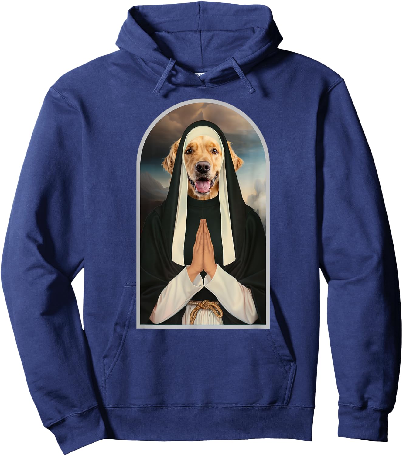 Funny Golden Retriever Dog Praying Nun Hoodie - Hoodie | Navy