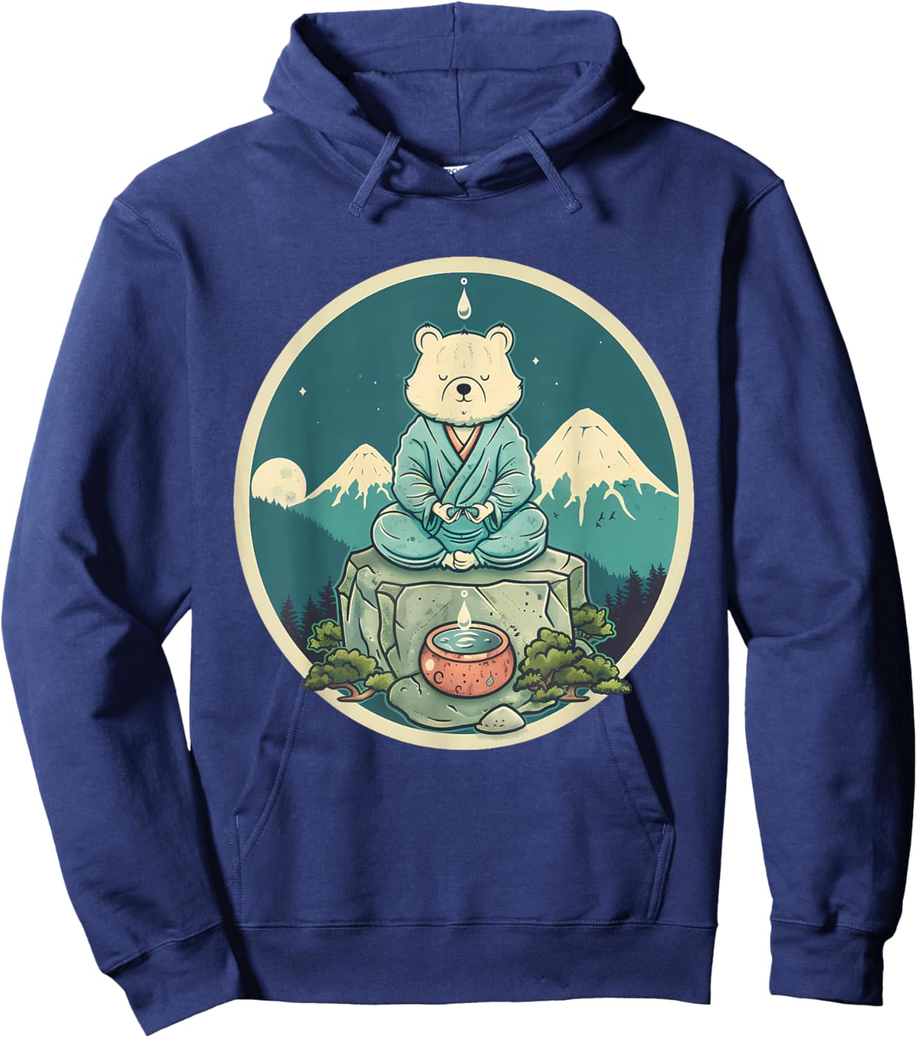 Meditation Bear Hindu Mountain Yoga Buddhist Zen Buddha Hoodie - Hoodie | Navy