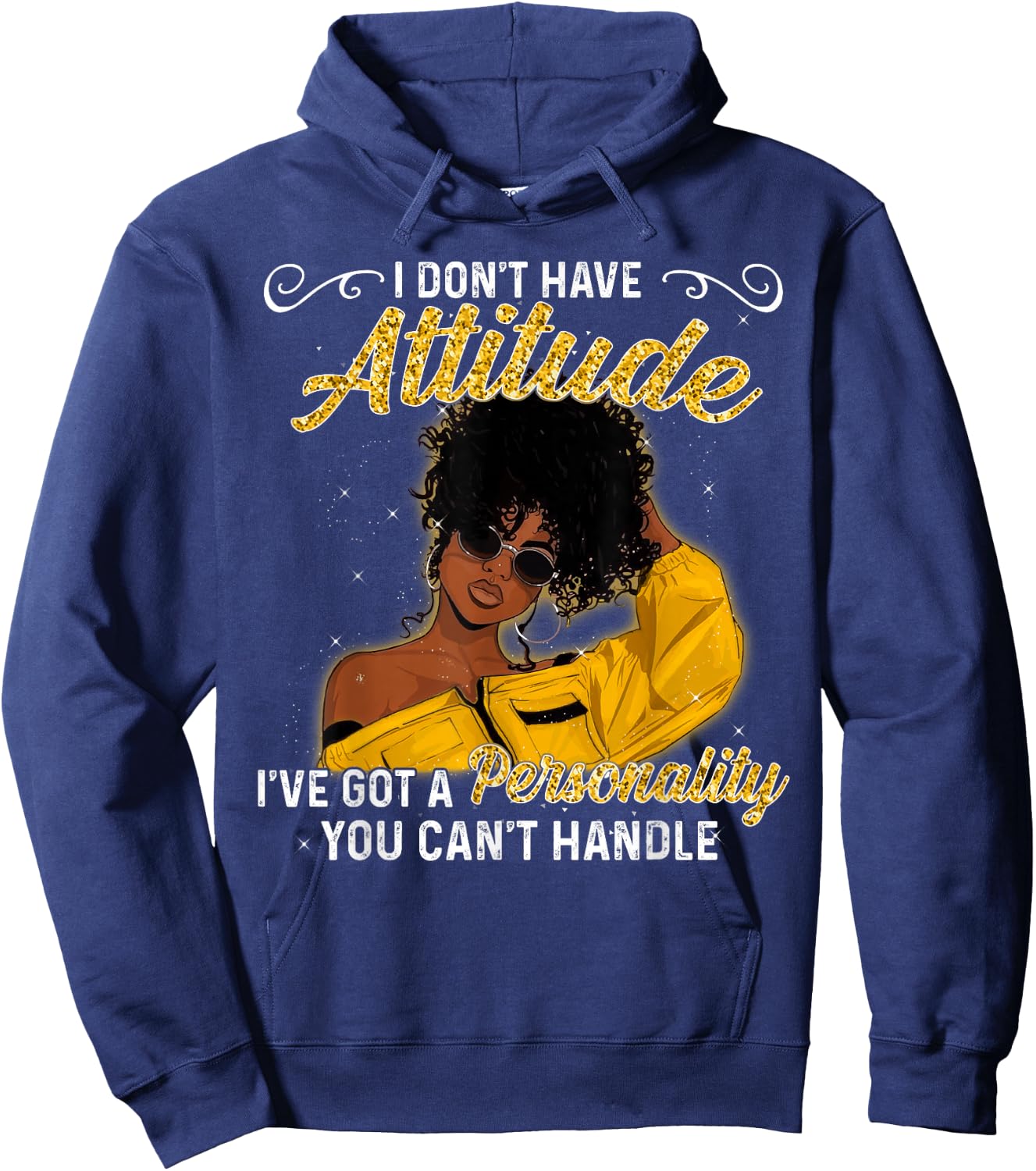 African American Melanin Queen Black Girl Magic Afro Small Hoodie - Hoodie | Navy