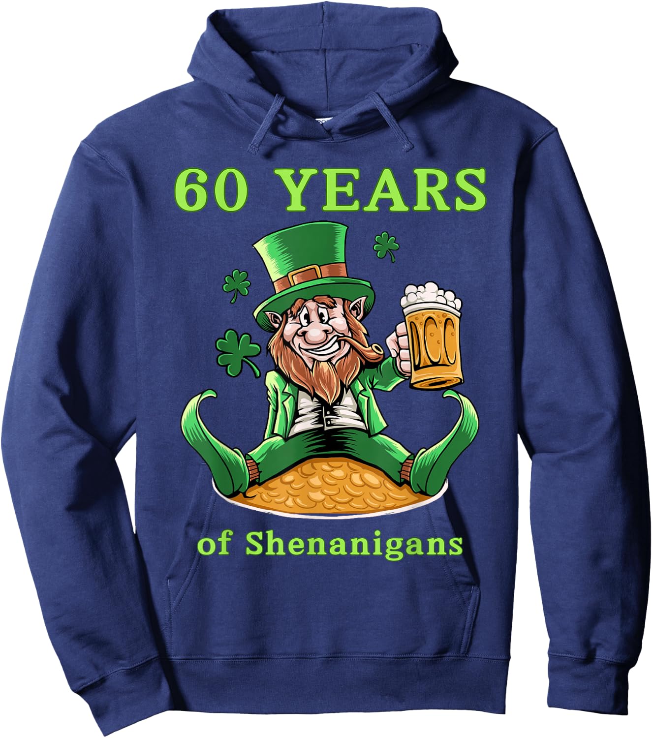 St Patrick's Day 60th Birthday Leprechaun Hoodie - Hoodie | Navy