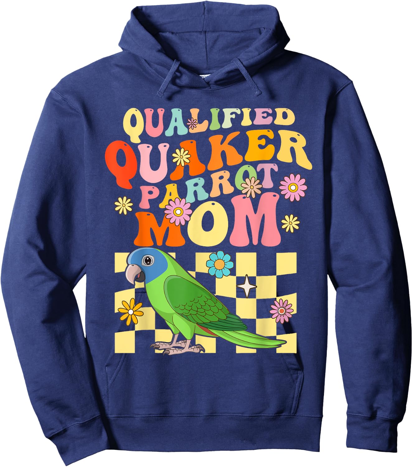Qualified Quaker Parrot Mom Groovy Parrot Bird Woman Hoodie - Hoodie | Navy