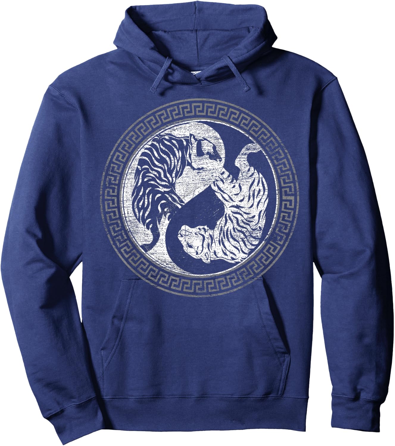 Yin Yang Asian Predator Wildlife Animal Wild Cat Tiger Women Kids Hoodie - Hoodie | Navy