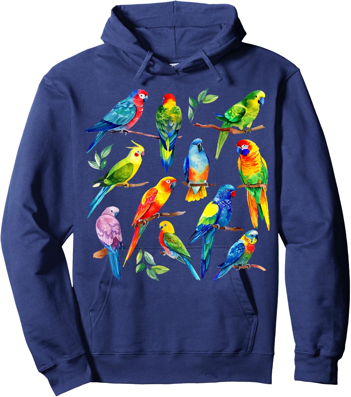 Colorful Parrot Watercolor Hoodie - Hoodie | Navy