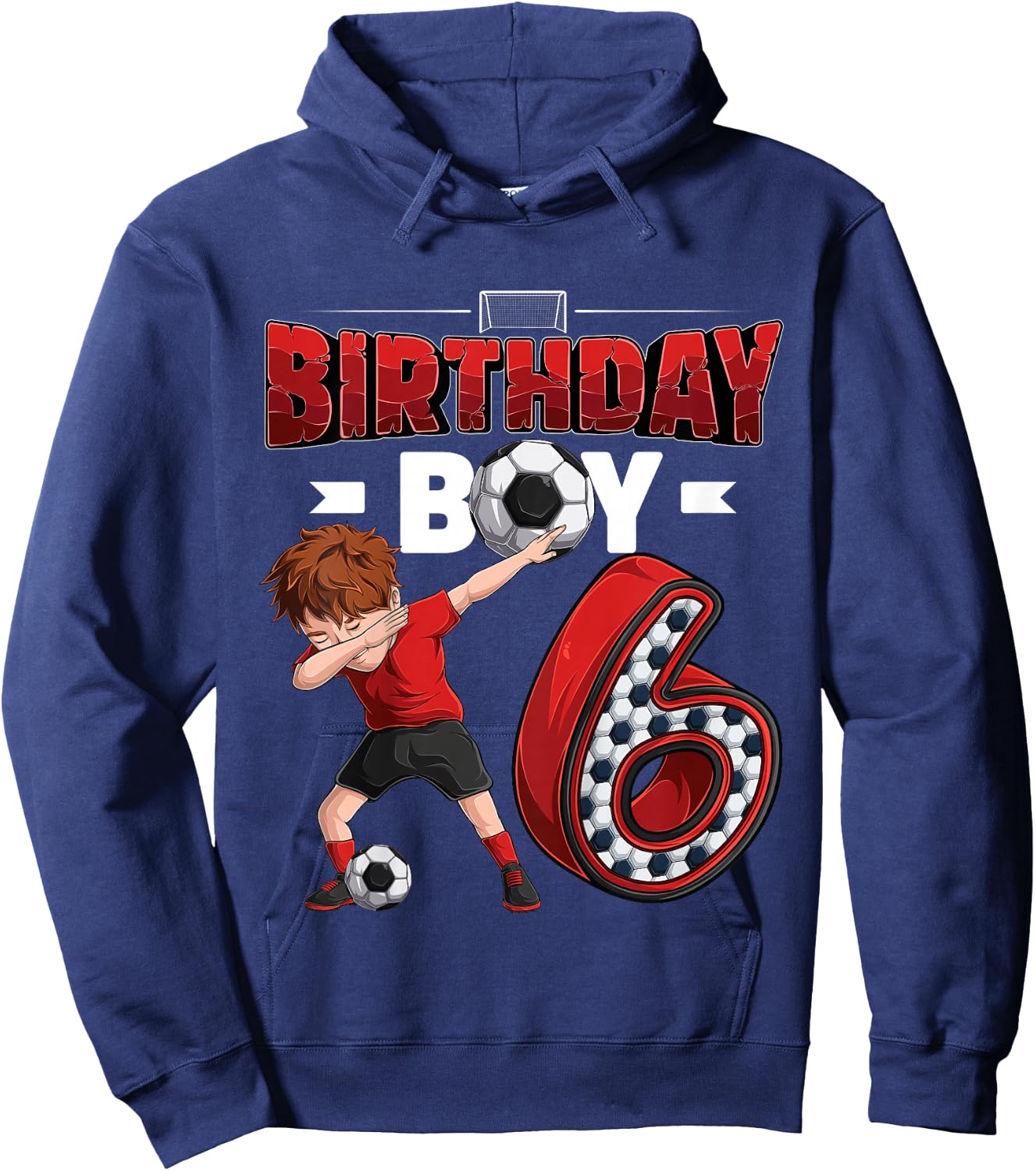 Kids dabbing boy 6 year old Soccer Player 6th birthday party Hoodie - Hoodie | Navy