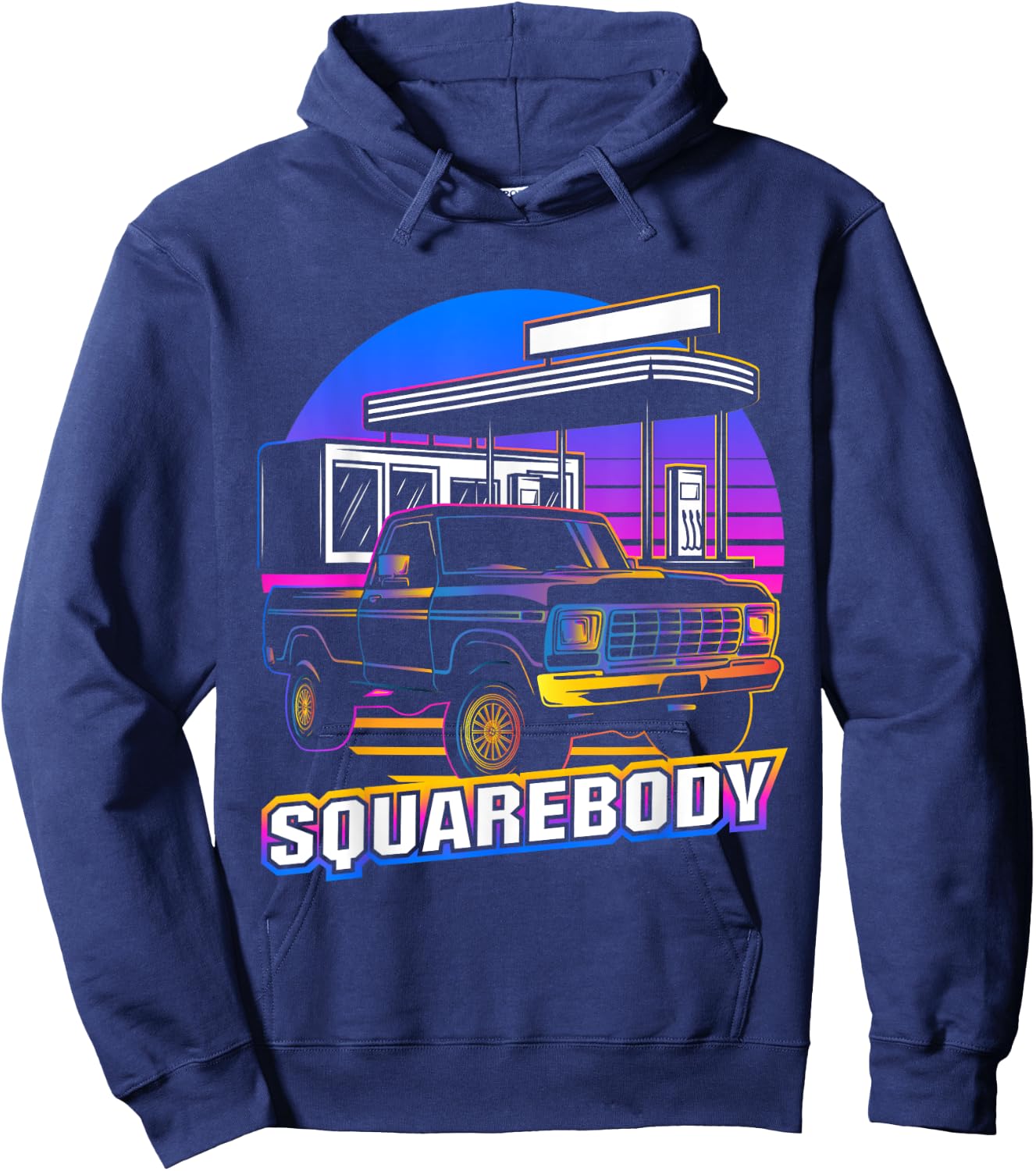 Retro Square Body Truck Squarebody Vintage Classic Truck Men Hoodie - Hoodie | Navy