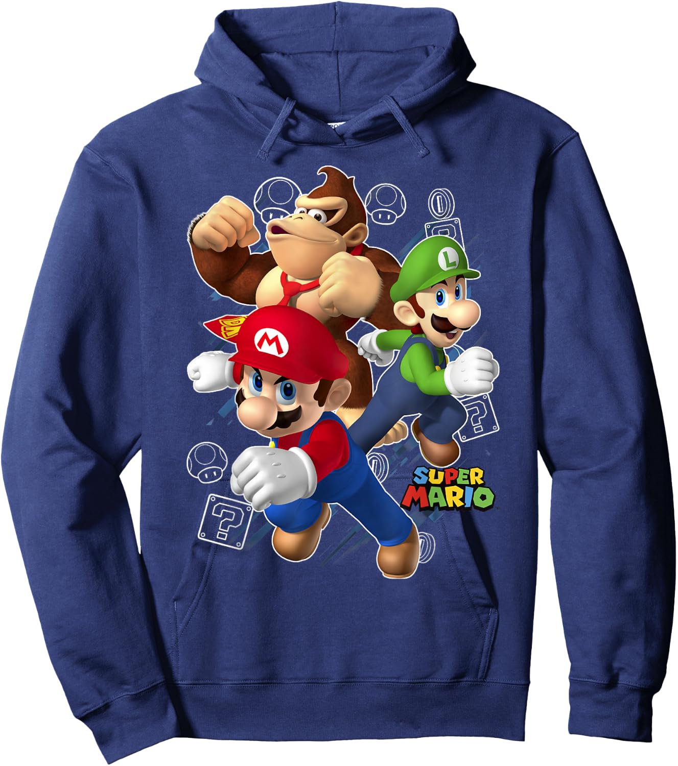 Super Mario Donkey Kong Mario Luigi Action Pose Hoodie - Hoodie | Navy