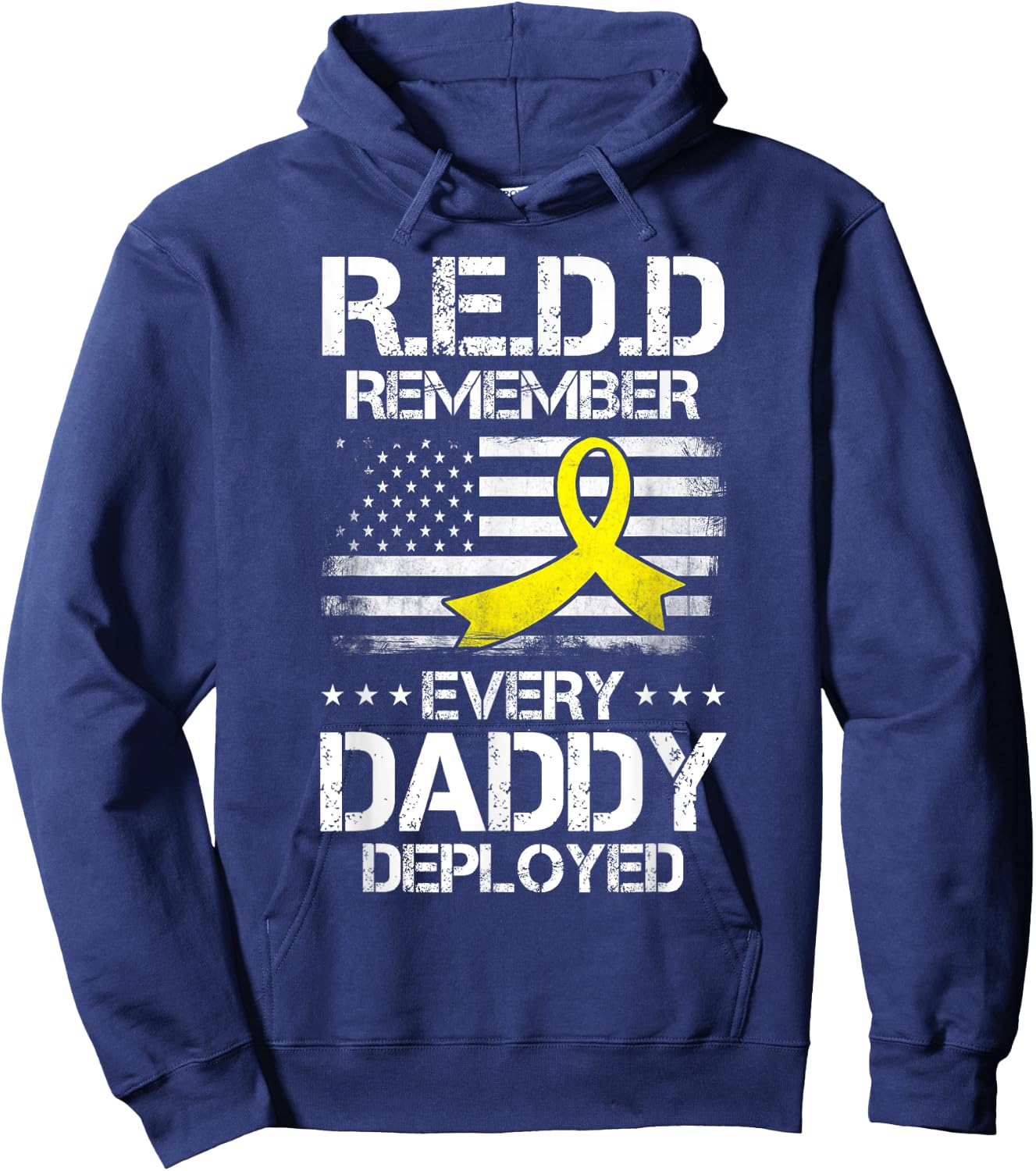 Red Friday For My Daddy Remember Deployed Dad Yellow Ribbon Hoodie - Hoodie | Navy