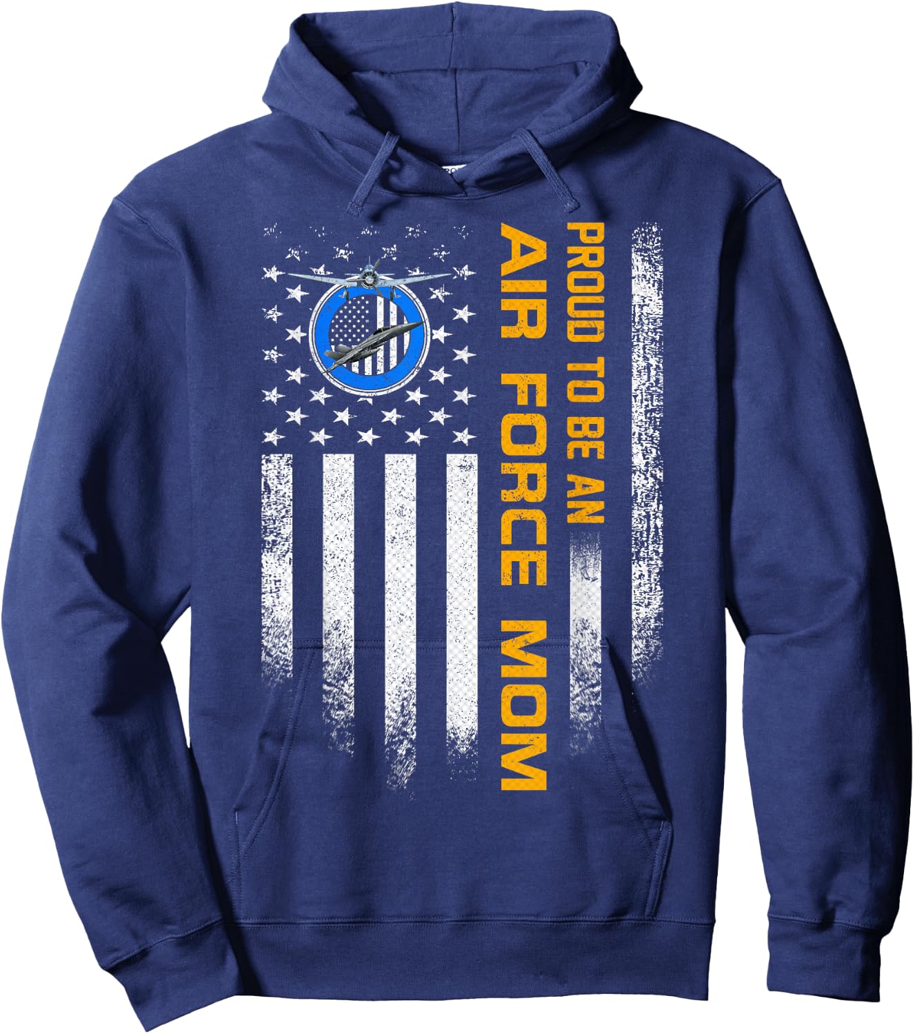 Vintage USA American Flag Proud To Be An Air Force Mom Funny Men Hoodie - Hoodie | Navy